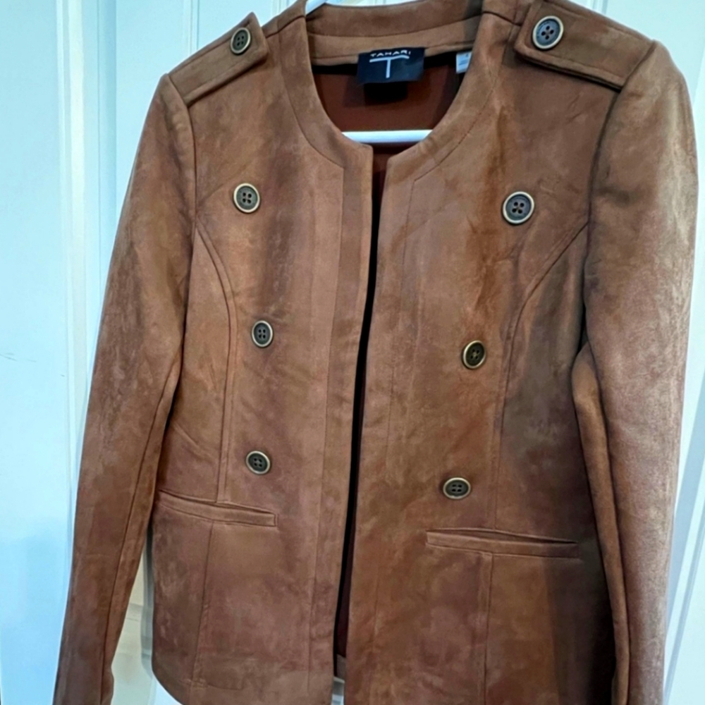 SOLD Tahari, faux leather blazer